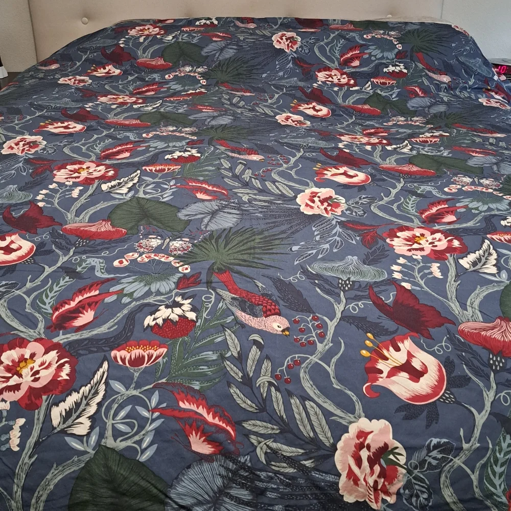 IKEA Filodendron Duvet Cover Floral Birds Butterflies Botanical F/Q